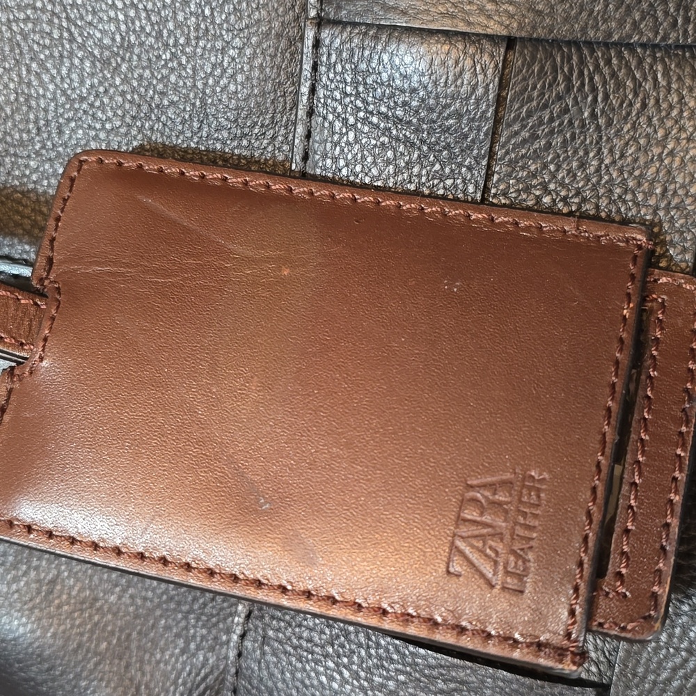 ZARA Black Leather Unisex Tote Messenger Bag - Picture 3 of 14